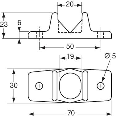 Grey polypropylene securing bracket for door retainers (2)