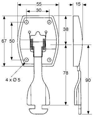 Gancho de retén de puerta, acero inoxidable con base de plástico negro (2)