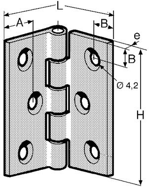 Brass hinge with fixing holes and stainless steel pin (2)