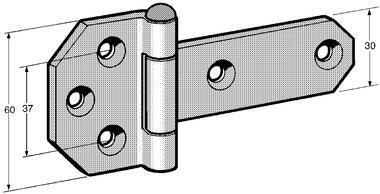 Charnière acier zingué longueur 128 mm (2)