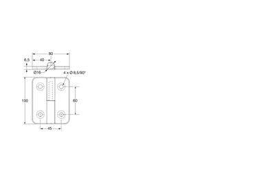 Hinge, black plastic, with stainless steel pin (2)