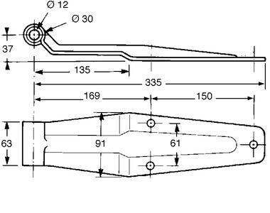 Steel hinge 3 holes Ø 10,5, with nylon bush, thickness 5 mm, polyester painted (2)