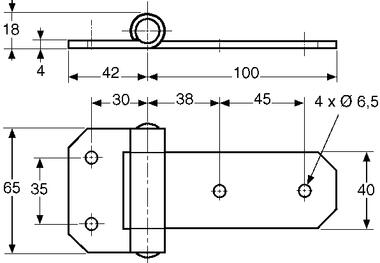 Charnière plane inox 142 mm (2)