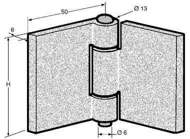 Aluminium hinge with plastic bushes and zinc plated steel pin (2)