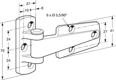 Die-cast aluminium hinge, grey epoxy finish, stainless steel pin (2)