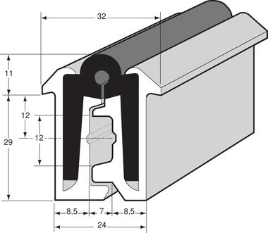 Aluminium continuous hinge, 270° opening