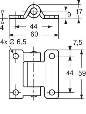 Charnière plane inox 59x60 mm (2)