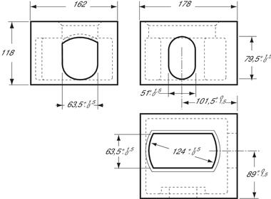 Container corner piece ISO 1161, cast steel, bottom model (2)
