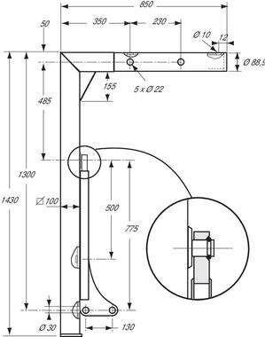 Podpora 18 t sztywna, wysokość 1430 mm, stal lakierowana (2)