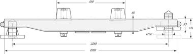 Querträger mit versenkbaren Bolzen und 2 Leitrollen und leerer Halterung (2)