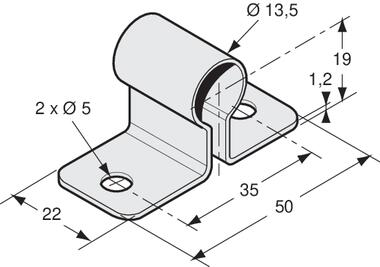 Support acier zingué ø 13,5 mm, largeur 22 mm (2)