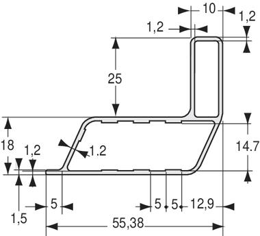 Ablagefach-Profil mit Rand, eloxiertes Aluminium (2)