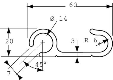 Hooking cover profile, raw aluminium