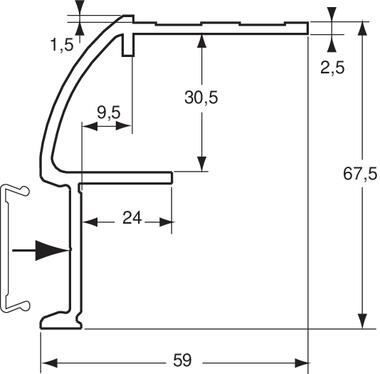 Perfil de techo, aluminio anodizado