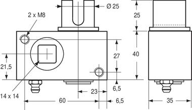 Curtain tensioner Ø 25, cataphoresis steel, the visual represents the right side (2)