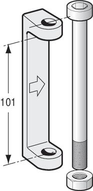 Horquilla soporte bisagra acero bruto, con tornillo y tuerca (1)