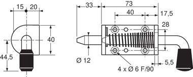 Zinc plated steel spring bolt with retaining mechanism (2)