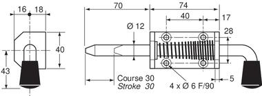 Zinc plated steel spring bolt with retaining mechanism (2)