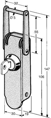 Cerradura tipo cofre con bloqueo, acero, anillo inox