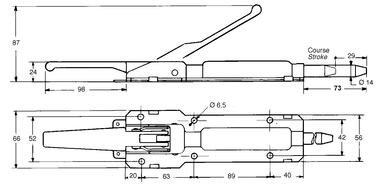 Zinc plated steel lock with long shoot bolt 73 mm (2)