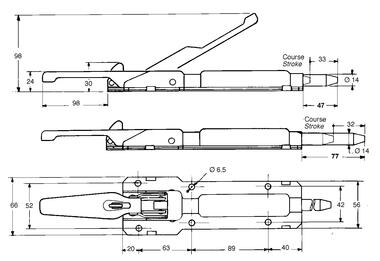 Locking gear, zinc plated steel, with safety retaining mechanism for the handle (2)