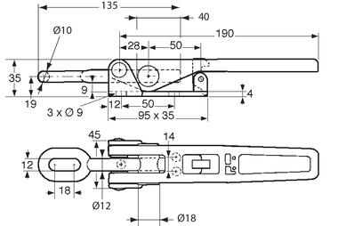 Exzenter-Schraubverschluß mit Sicherheitsverriegelung, verzinkter Stahl, ohne Haken  (2)