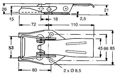 Zinc plated steel dropside locking gear for padlock,with keeper to be welded (2)