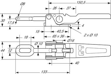 Exzenter-Schraubverschluß ohne Sicherheitssplint, verzinkter Stahl, ohne Haken (2)