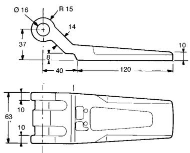 Matrixed steel hinge, Ø 16 (2)