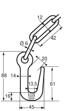 Self colour steel hook with 9 links (2)