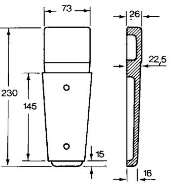 Pied de rancher complet pour poteau 80 x 30 x 3 mm (2)