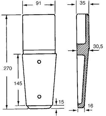 Pied de rancher complet pour poteau 100 x 40 x 4 mm (2)