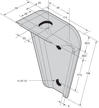 Cantonera acero cincado con taladro oblongo 20 x 26 y 4 orificios Ø 13 mm (2)