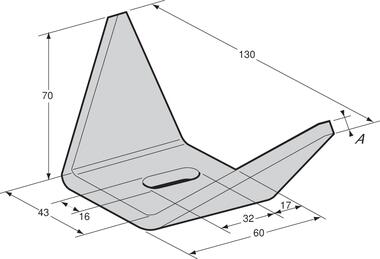 Koziołek jaskółczy ogon, z otworem podłużnym 16 x 32, stal surowa (2)