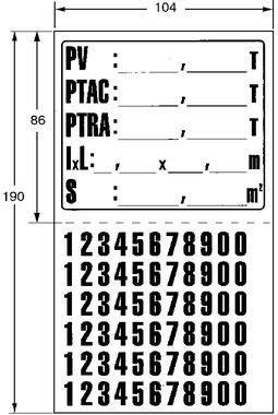 Plaque tare adhésive transparente 104x190 mm