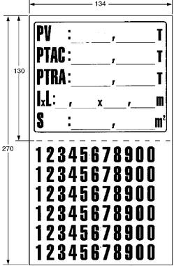 Plaque tare adhésive blanche 134x270 mm