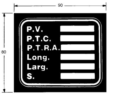 Leergewicht-Schild auf Aluminium, klebend , für Auflieger