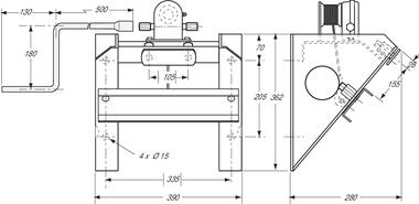 Tilted wheel carrier (52°) with crank, for 10 stud wheel (2)