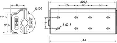 BUT-ROLL H2-130 Tope horizontal 2 rodillos cilíndricos con soporte en acero galvanizado (2)