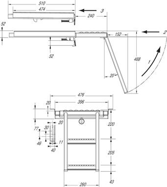 Galvanised steel 3 folding steps with platform, can be locked in folded position (2)