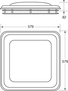 Dachlüfter aus ABS und Polycarbonat, innerer Rahmen 500 x 500 mm, (Deckel einzeln *) (2)