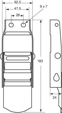 Buckle without safety device, stainless steel (2)