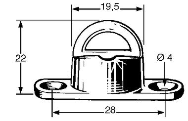 Drehriegel mit Schlitzöse und Nietstempel, vernickelt