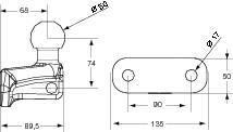 A50-X - Gancio traino a sfera, 2 fori Ø 17 (2)