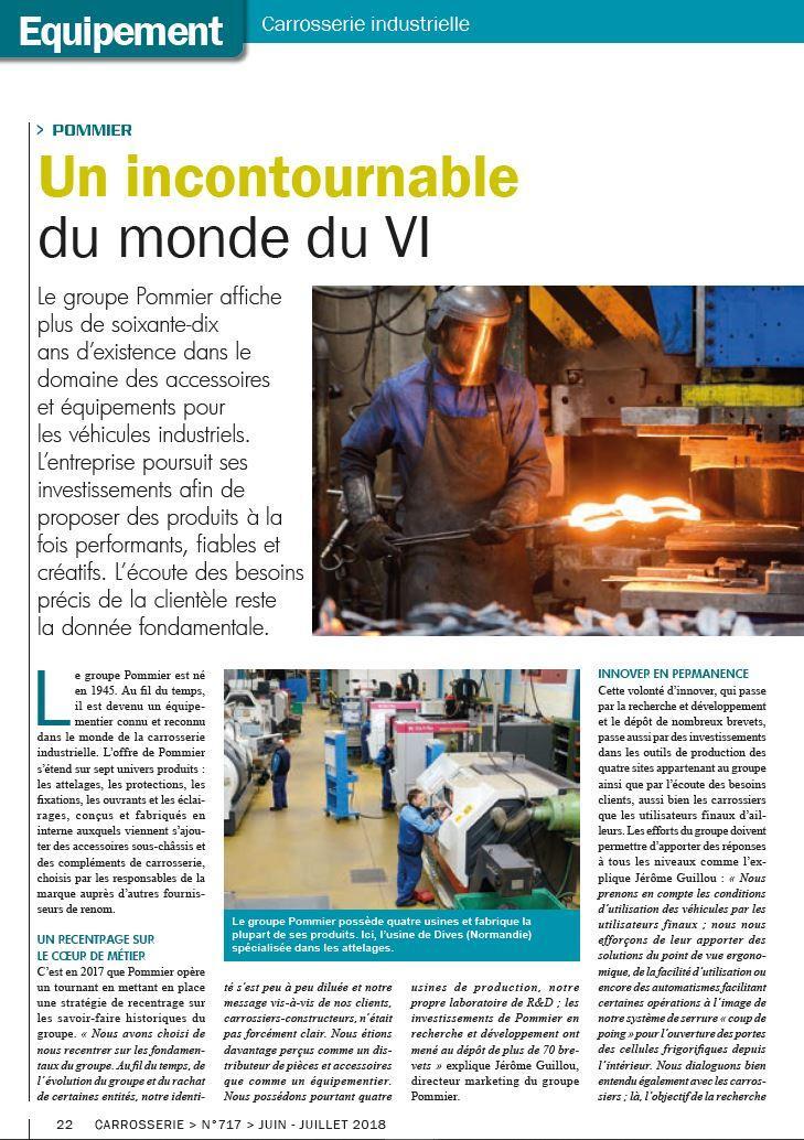 Article POMMIER dans Carrosserie Magazine